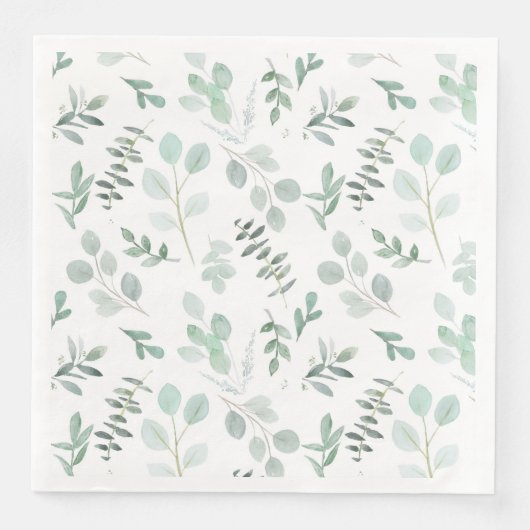 Mint Groen Eucalyptus Waterverf Papier Servet (Voorkant)