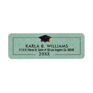 Mint-groen Faux Linen Afstudeerder Pet Lijst Etiket