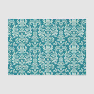 Mint-groen Floral Damascus & Turquoise Background Tissuepapier