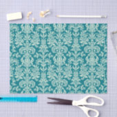 Mint-groen Floral Damascus & Turquoise Background Tissuepapier (Craft)