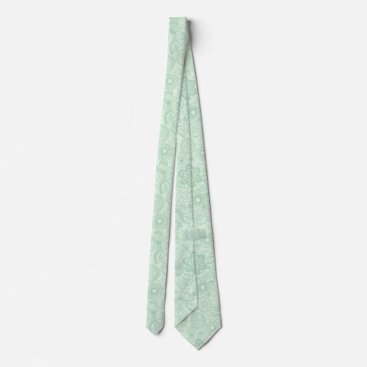 Mint-Groen Floral Lace Pattern Stropdas (Achterkant)