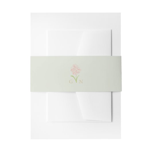 Mint Groen | Floral paar Monogrammed bruiloft Uitnodigingen Wikkel (Voorkant Voorbeeld)