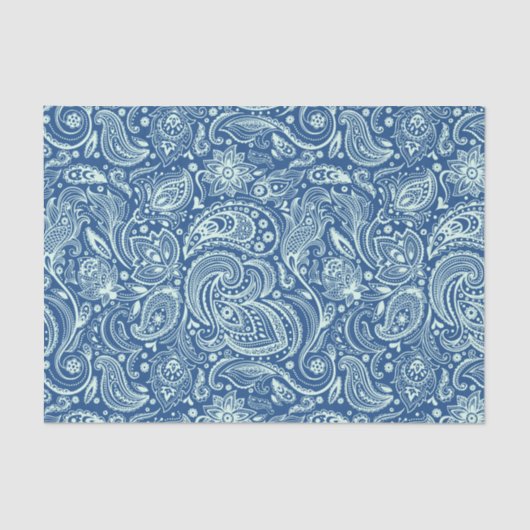 Mint-Groen Floral Paisley Aangepaste Blauwe Achter Tissuepapier (Voorkant)