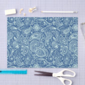 Mint-Groen Floral Paisley Aangepaste Blauwe Achter Tissuepapier (Craft)