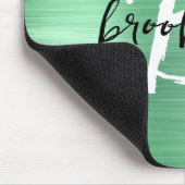 Mint Groen Geborsteld Metaal Zwart Wit Monogram Muismat (Hoek)