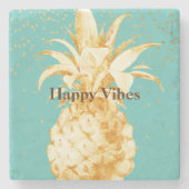 Mint Groen Geel Goud Ananas Stenen Onderzetter (Voorkant)