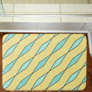 Mint Groen Geel Zwart Diagonaal Retro Modern Badmat