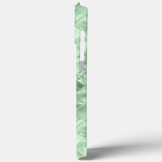 Mint Groen Glitter Metallic Chique Elegant Case-Mate iPhone Case (Achterkant / Links)