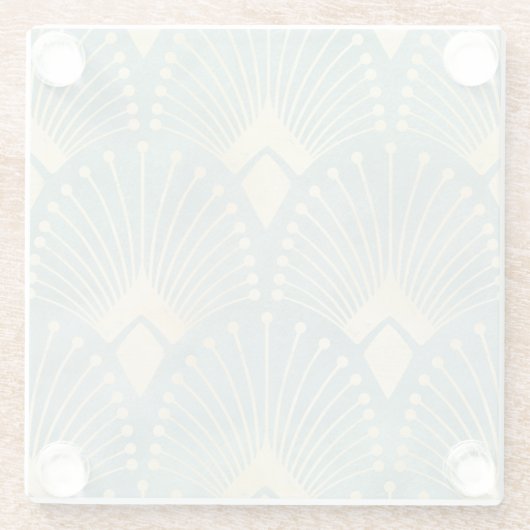 Mint groen, goud, Art Decopatroon, , retro,M Glazen Onderzetter (Achterkant)