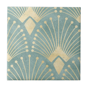 Mint groen, goud, Art Decopatroon, , retro,M Tegeltje