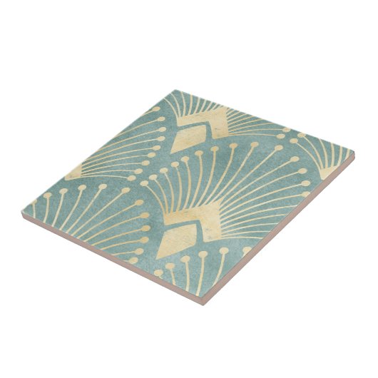 Mint groen, goud, Art Decopatroon, , retro,M Tegeltje (Zijkant)