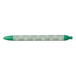Mint groen, goud, Art Decopatroon, , retro,M Zwarte Inkt Pen
