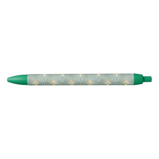 Mint groen, goud, Art Decopatroon, , retro,M Zwarte Inkt Pen (Voorkant)