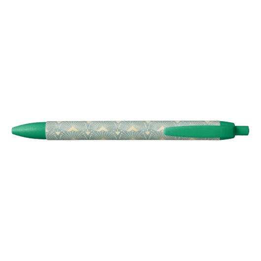 Mint groen, goud, Art Decopatroon, , retro,M Zwarte Inkt Pen (Achterkant)