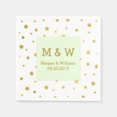 Mint Groen Goud Confetti bruiloft Monogram Servetten (Voorkant)