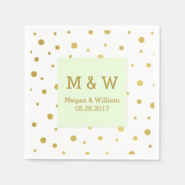 Mint Groen Goud Confetti bruiloft Monogram Servetten