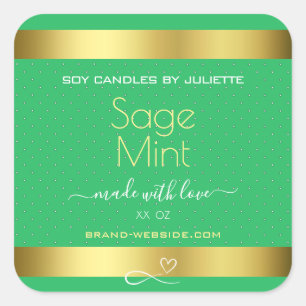 Mint Groen Goud Effect Product Verpakking Etikette Vierkante Sticker