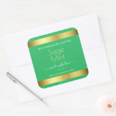 Mint Groen Goud Effect Product Verpakking Etikette Vierkante Sticker (Envelop)