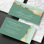 Mint Groen Goud Elegant Modern Script Visitekaartje
