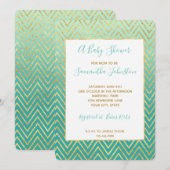 Mint Groen Goud Glam Chevron Ombre Kaart (Voorkant / Achterkant)