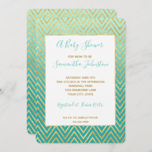 Mint Groen Goud Glam Chevron Ombre Kaart