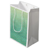 Mint Groen Goud Glam Chevron Ombre Medium Cadeauzakje (Achterkant Gekanteld)