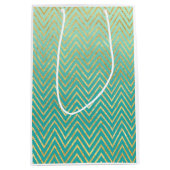 Mint Groen Goud Glam Chevron Ombre Medium Cadeauzakje (Voorkant)