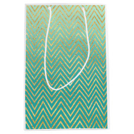 Mint Groen Goud Glam Chevron Ombre Medium Cadeauzakje
