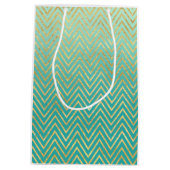 Mint Groen Goud Glam Chevron Ombre Medium Cadeauzakje (Achterkant)