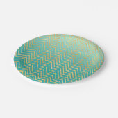 Mint Groen Goud Glam Chevron Ombre Papieren Bordje (Gekanteld)
