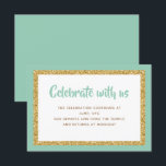 Mint Groen & Goud Glitter Bar Mitzvah Inzetstuk Ka Kaart<br><div class="desc">Deze trendy tussenvoegsel kaart kenmerkt gewaagde letters op de voorzijde met een gelaagde blik in gouden glitter en wit,  en een stevige gekleurde rug. Voeg jouw tekst toe gebruikend de vorm van de sjabloon. Verander de doopvont,  de lay-out en de kleuren gebruikend de Customize eigenschap.</div>