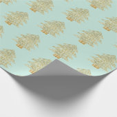 Mint Groen Goud Glitter Kerstbomen Cadeaupapier (Hoek)