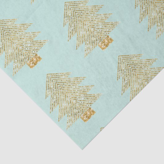 Mint Groen Goud Glitter Kerstbomen Tissuepapier (Detail)