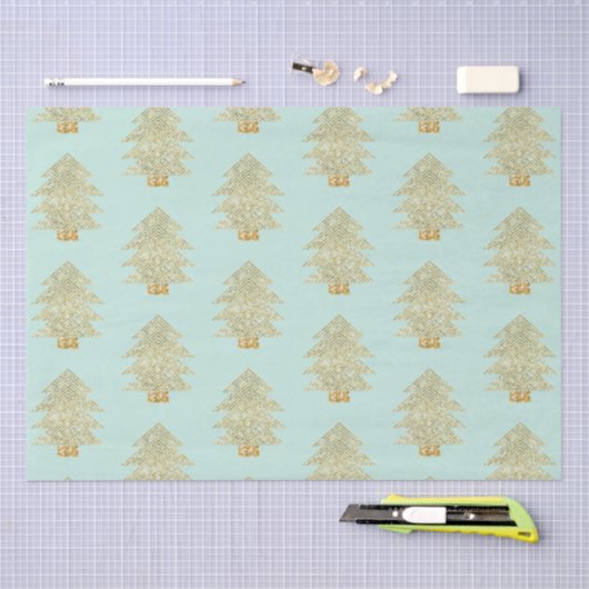 Mint Groen Goud Glitter Kerstbomen Tissuepapier (Craft)