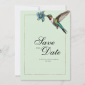 Mint groen goud kleurrijke kolibrie Save The Date Kaart (Voorkant)