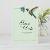 Mint groen goud kleurrijke kolibrie Save The Date Kaart (Staand voorkant)