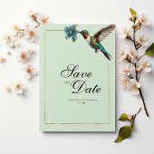 Mint groen goud kleurrijke kolibrie Save The Date Kaart