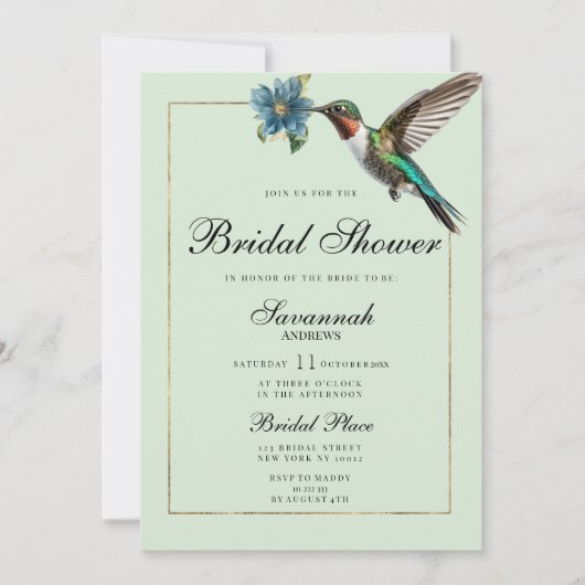 Mint groen goud kleurrijke kolibrie Vrijgezellenfe Kaart (Voorkant)