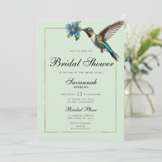 Mint groen goud kleurrijke kolibrie Vrijgezellenfe Kaart (Staand voorkant)