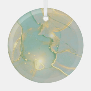 Mint groen goud marmer: getextureerd glas ornament
