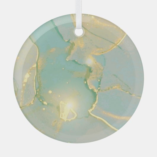 Mint groen goud marmer: getextureerd glas ornament (Voorkant)