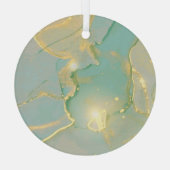 Mint groen goud marmer: getextureerd glas ornament (Achterkant)