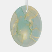 Mint groen goud marmer: getextureerd glas ornament (Voorkant Rechts)