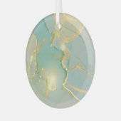 Mint groen goud marmer: getextureerd glas ornament (Voorkant links)