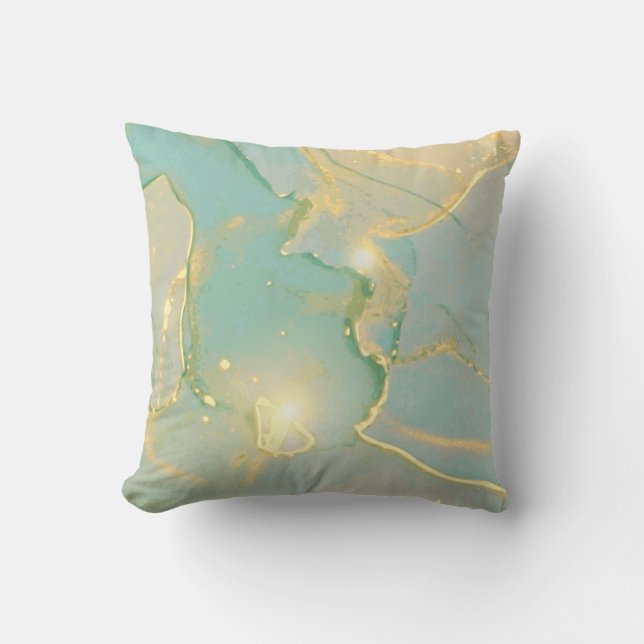 Mint groen goud marmer: getextureerd kussen (Voorkant)