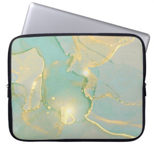 Mint groen goud marmer: getextureerd laptop sleeve