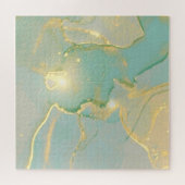 Mint groen goud marmer: getextureerd legpuzzel (Horizontaal)