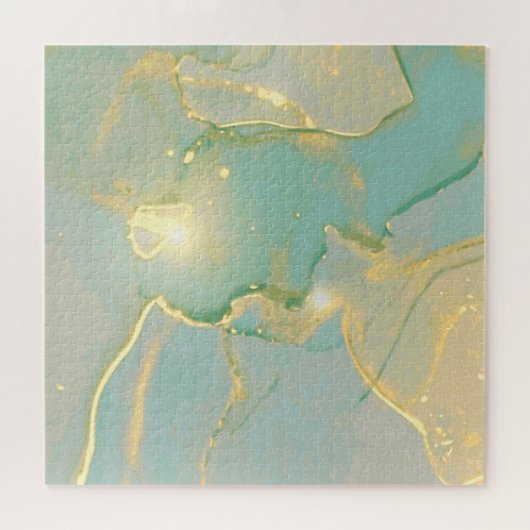 Mint groen goud marmer: getextureerd legpuzzel (Horizontaal)