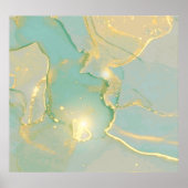 Mint groen goud marmer: getextureerd poster (Voorkant)