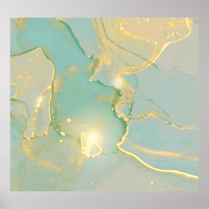 Mint groen goud marmer: getextureerd poster